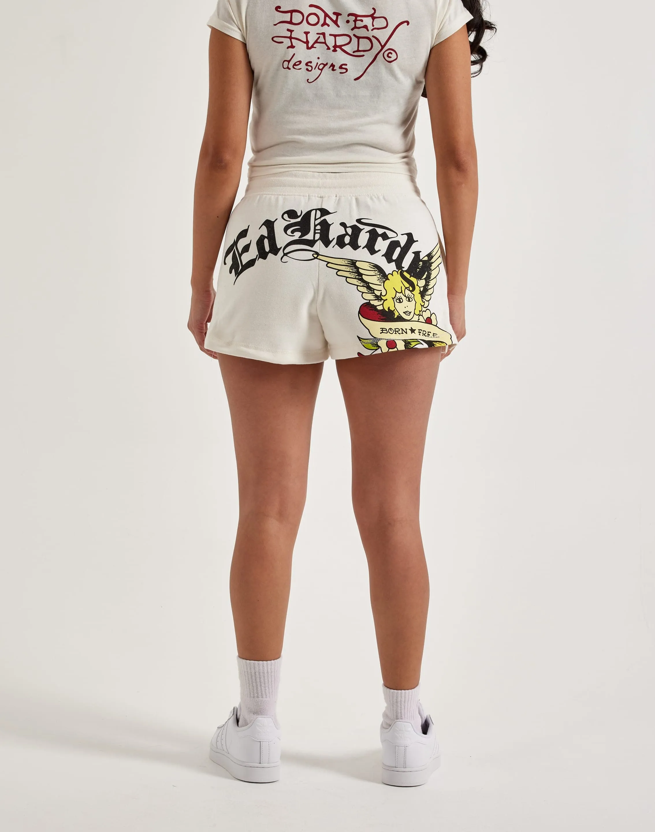 Ed Hardy Cherub Fleece Shorts WrinkleResistant Finish