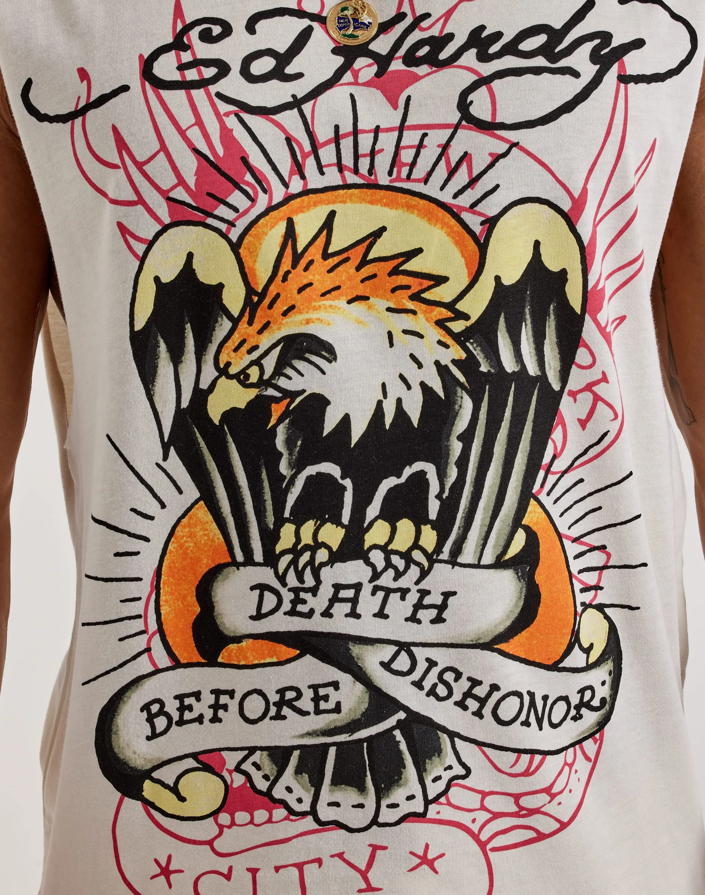 Ed Hardy Death Before Dishonor Eagle Sleeveless Tee Creative Glow Self Love