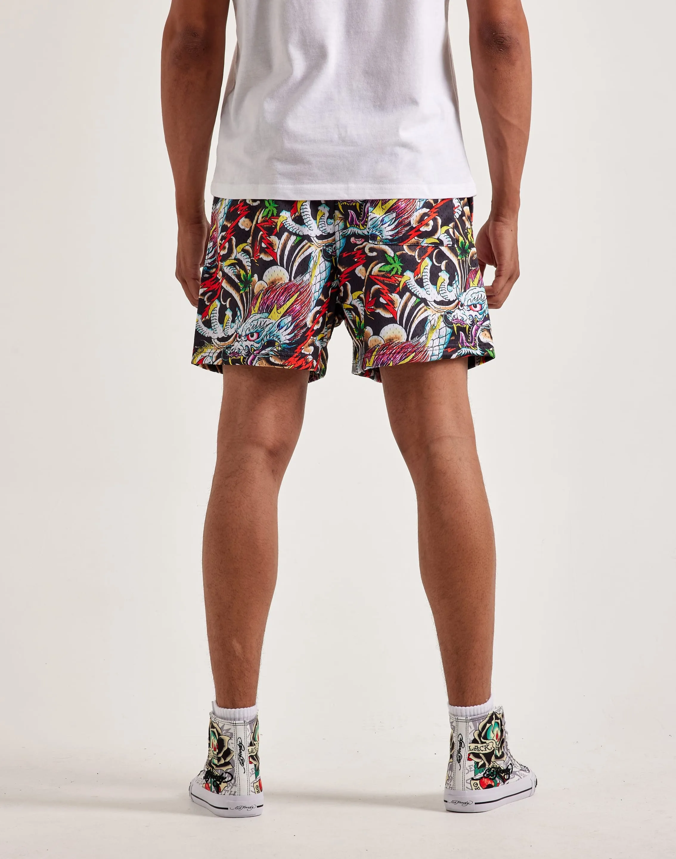 Tailored Fit SoftenedEdges Ed Hardy Dragon Mesh Shorts