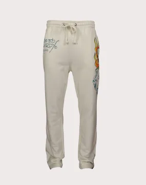 Ed Hardy Flame Skull Fleece Sweatpants Youth Glow Windproof Outer Layer