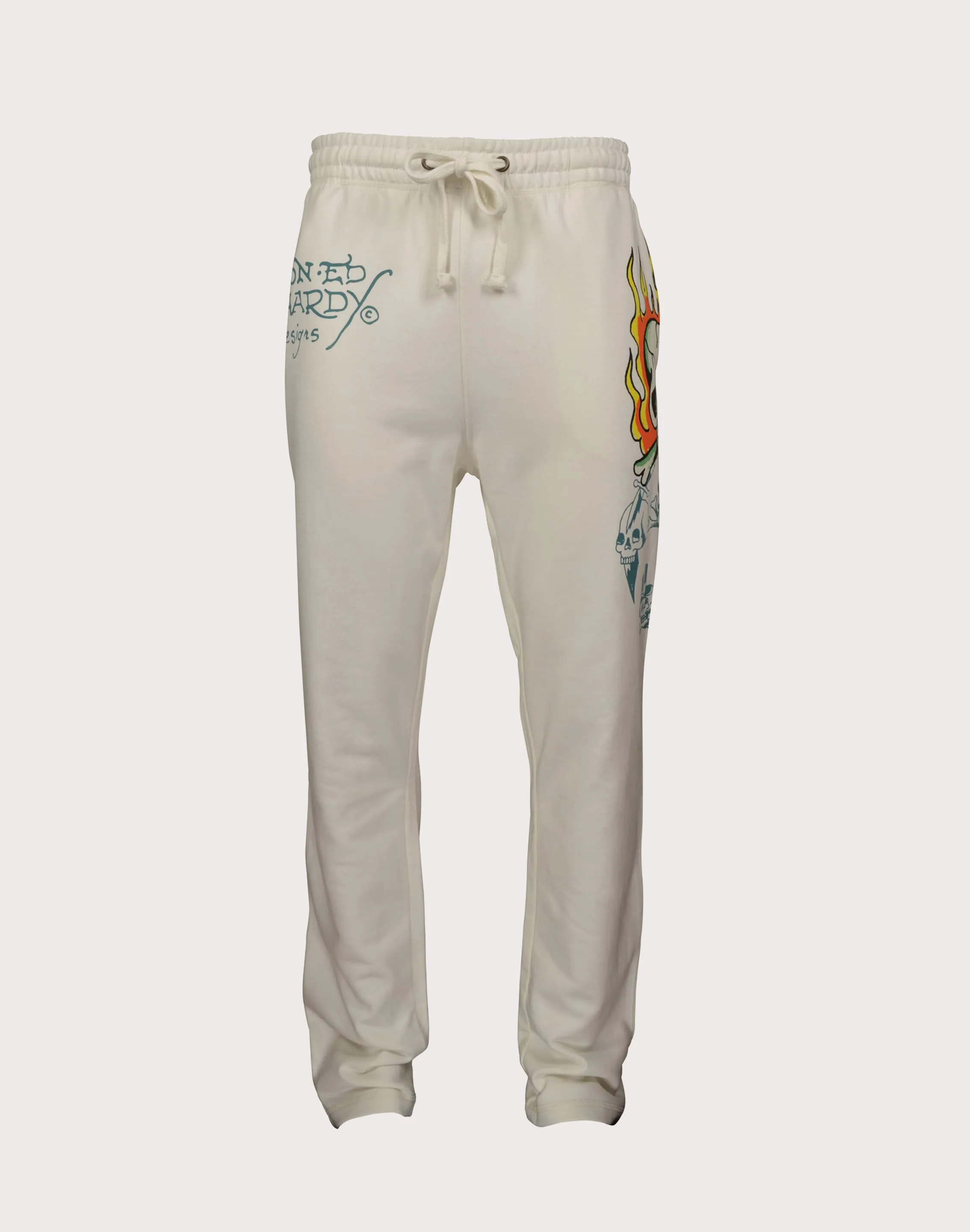 Ed Hardy Flame Skull Fleece Sweatpants Youth Glow Windproof Outer Layer