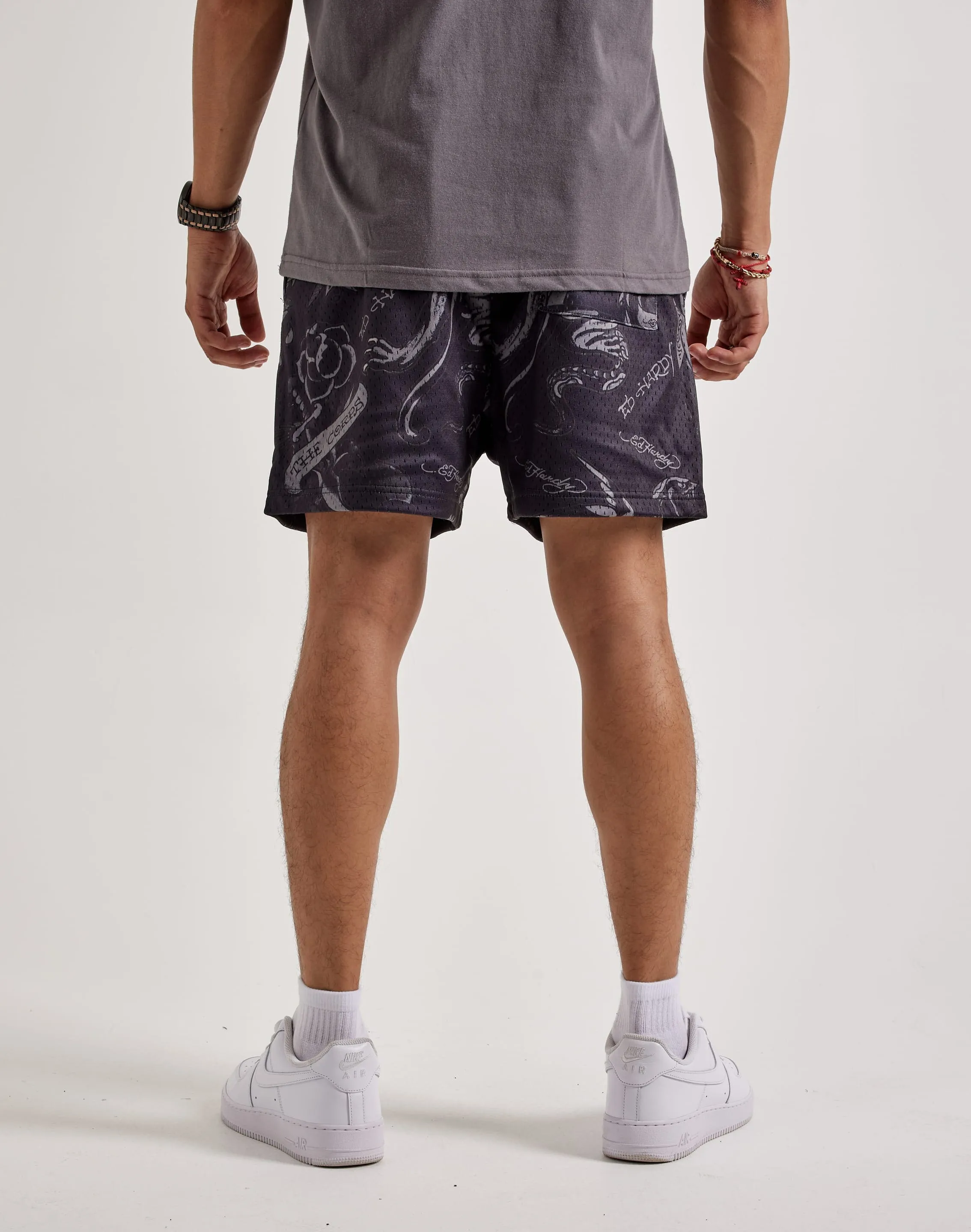 Ed Hardy Panther Mesh Shorts elastic waistband