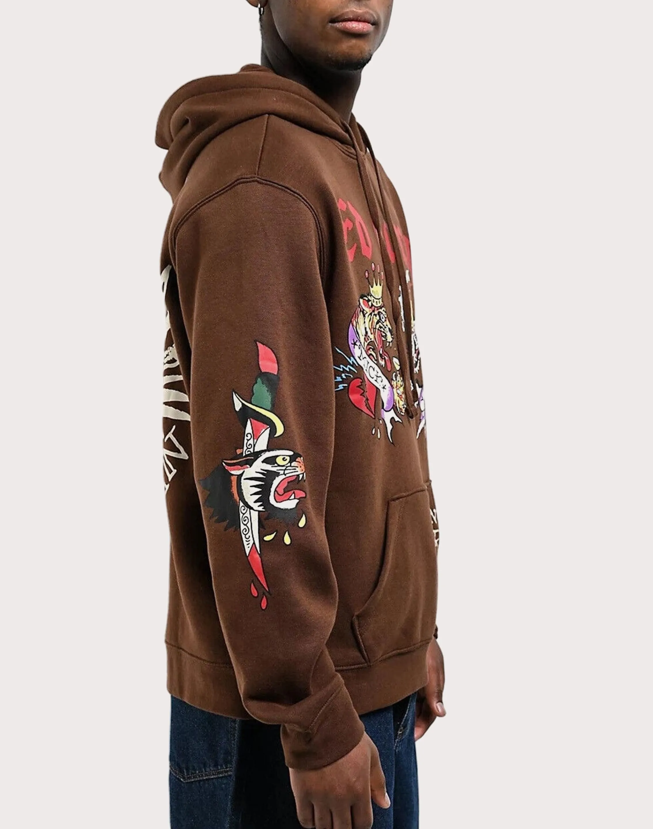 Ed Hardy Panther Tiger Pullover Hoodie Recycled Fit