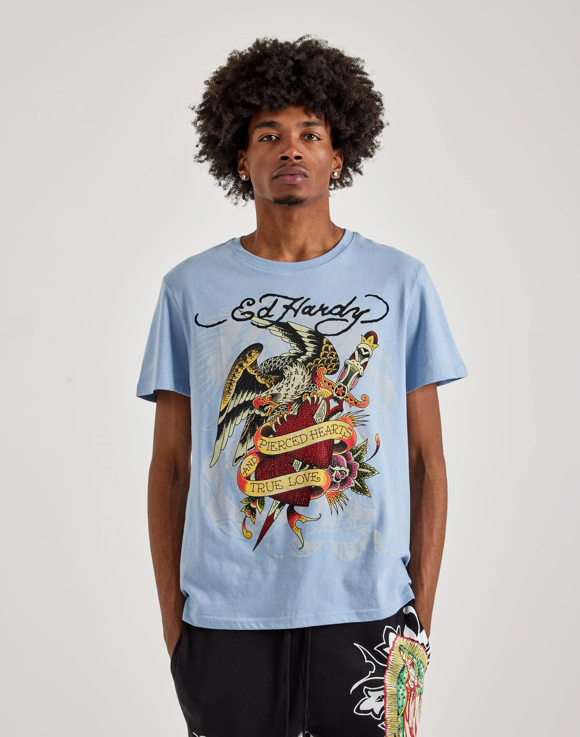Ed Hardy Pierced Eagle Rhinestone Tee Crown Fit