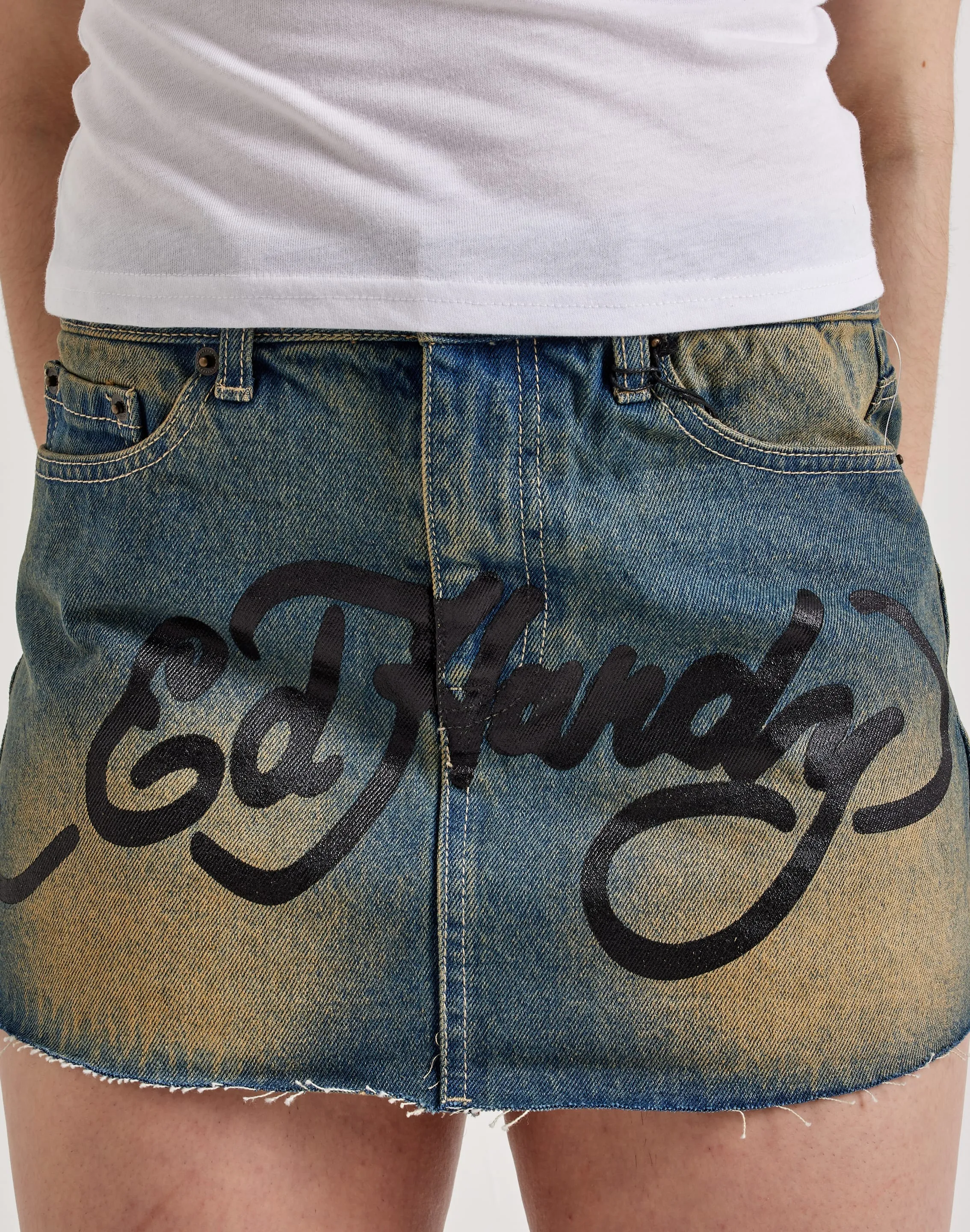 Ed Hardy Snake Hearts Denim Skirt Sustain Glow Sustainable Base
