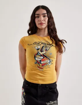 Ed Hardy Swallow Cap Sleeve Tee wrinkle free FlexibleFit