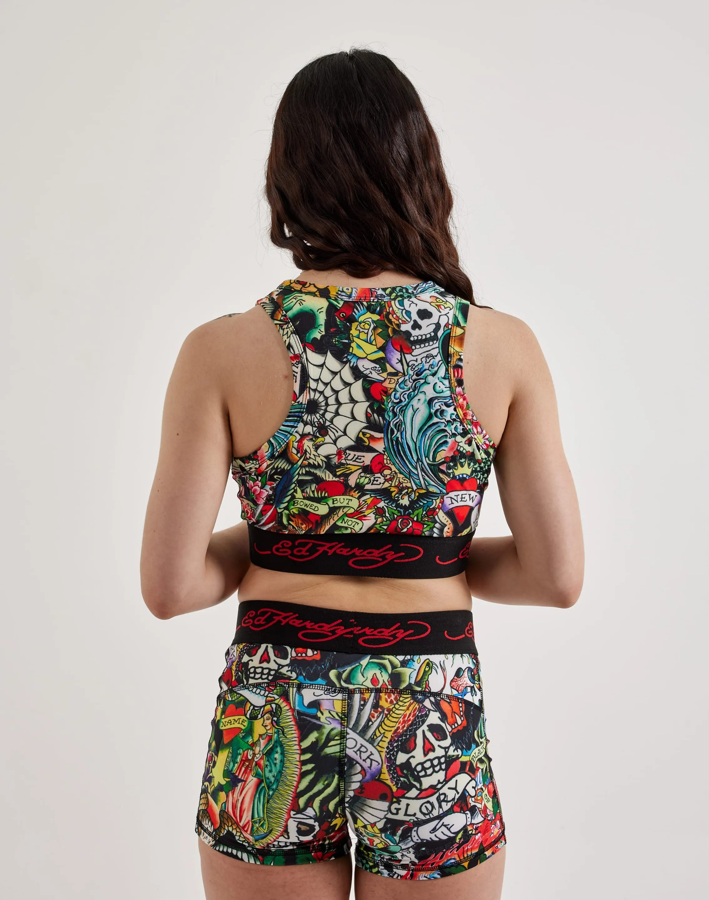 Ed Hardy Tattoo Collage Fitted Tank Top Modern Chic
