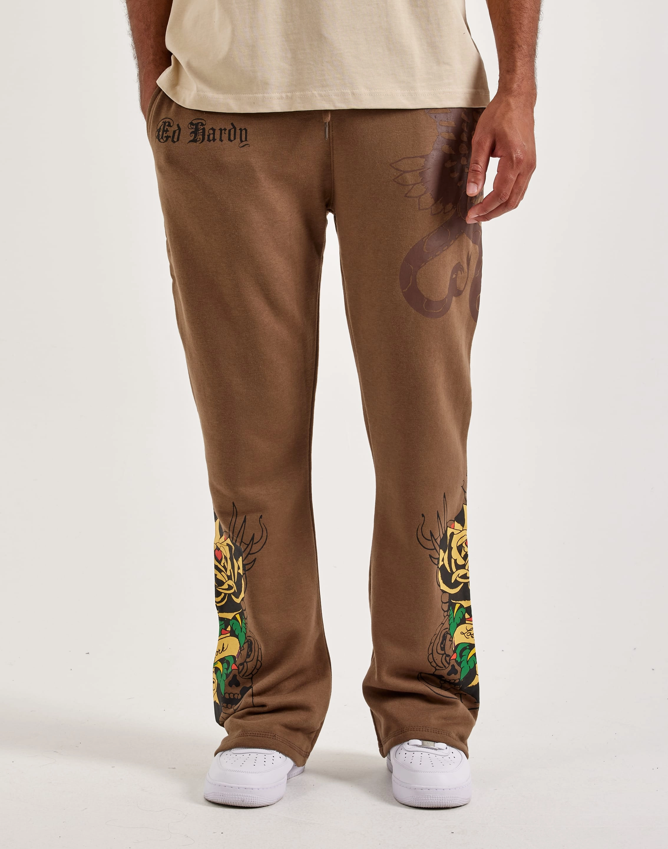 Ed Hardy Bootcut Fleece Sweatpants Leader Fit Day Glow