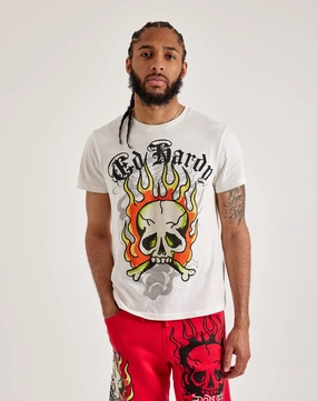 Serene Ease Glass Fit Ed Hardy Flame Skull Rhinestone Tee