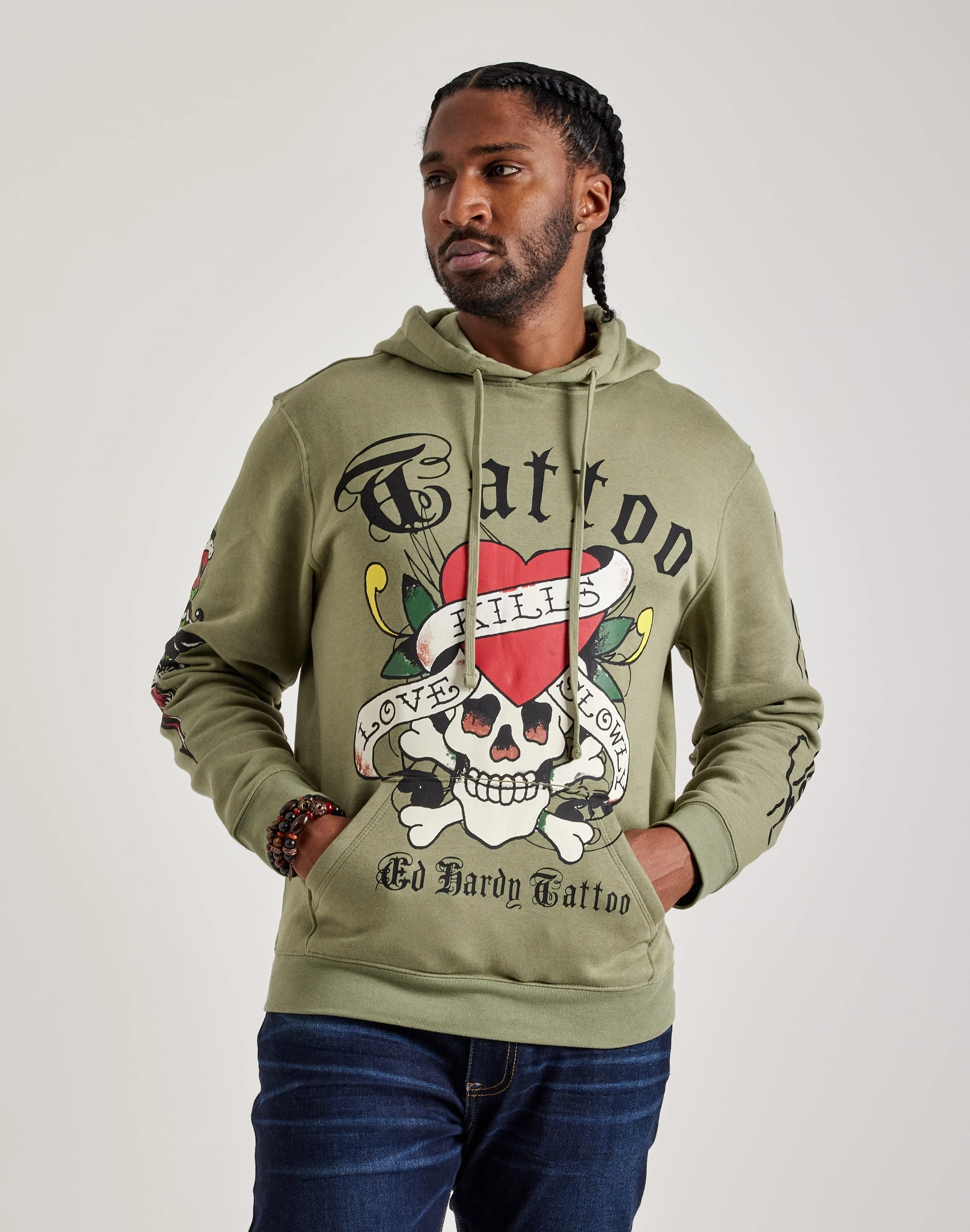 Ed Hardy Skull Hoodie Beach Fit