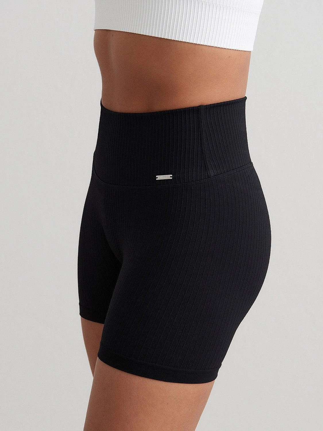 Black Ribbed Midi Biker Shorts Simple Comfort personalized option