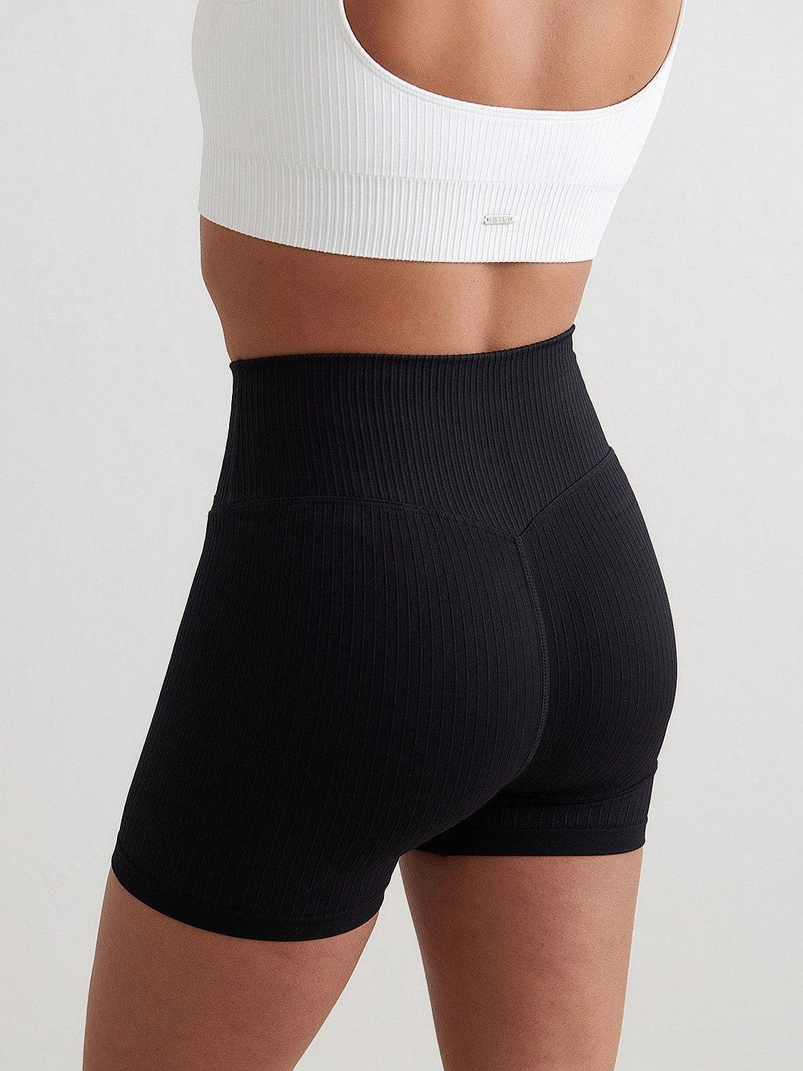 Black Ribbed Midi Biker Shorts Casual Style Relaxed Vibe