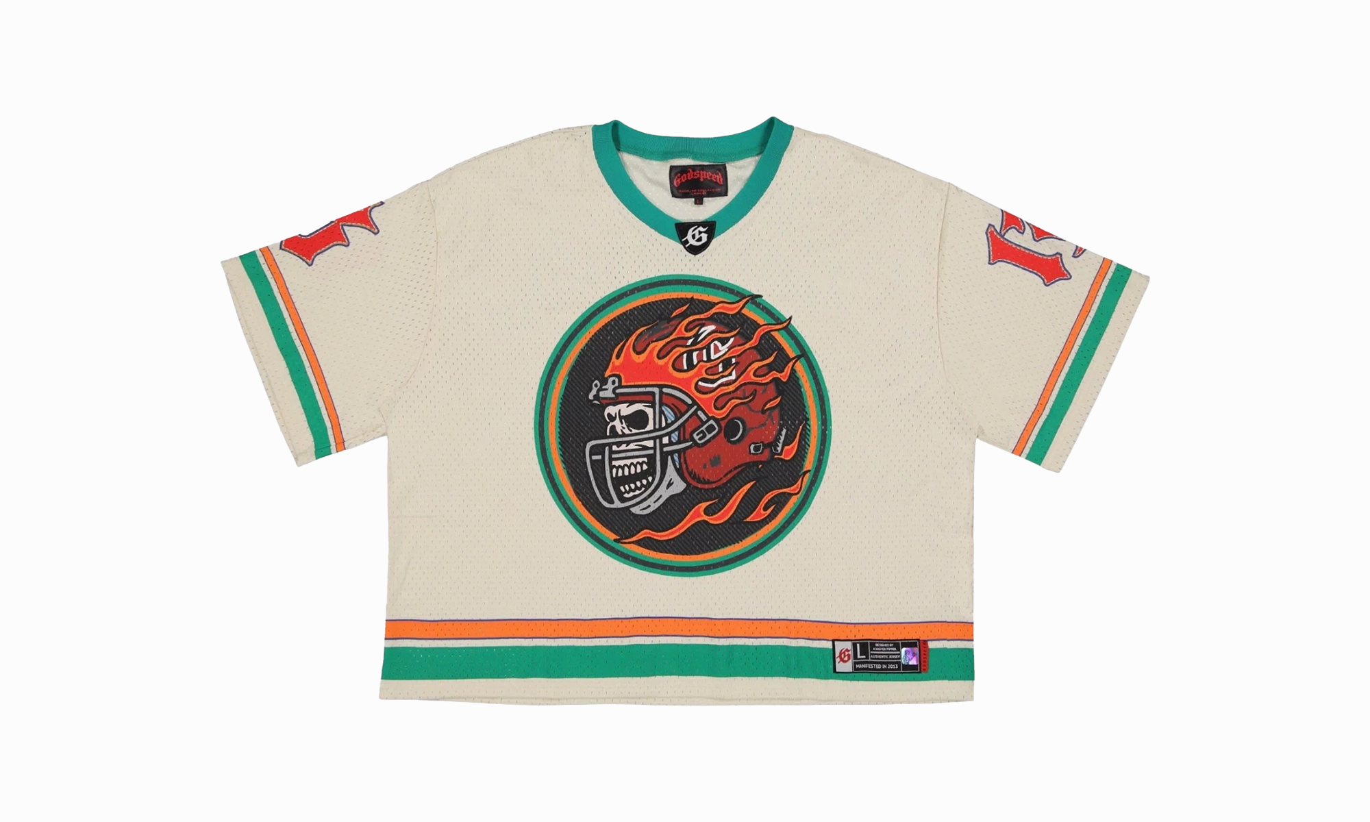 First Down Jersey "Bone / Teal / Orange" DurableBlend Reflective accents