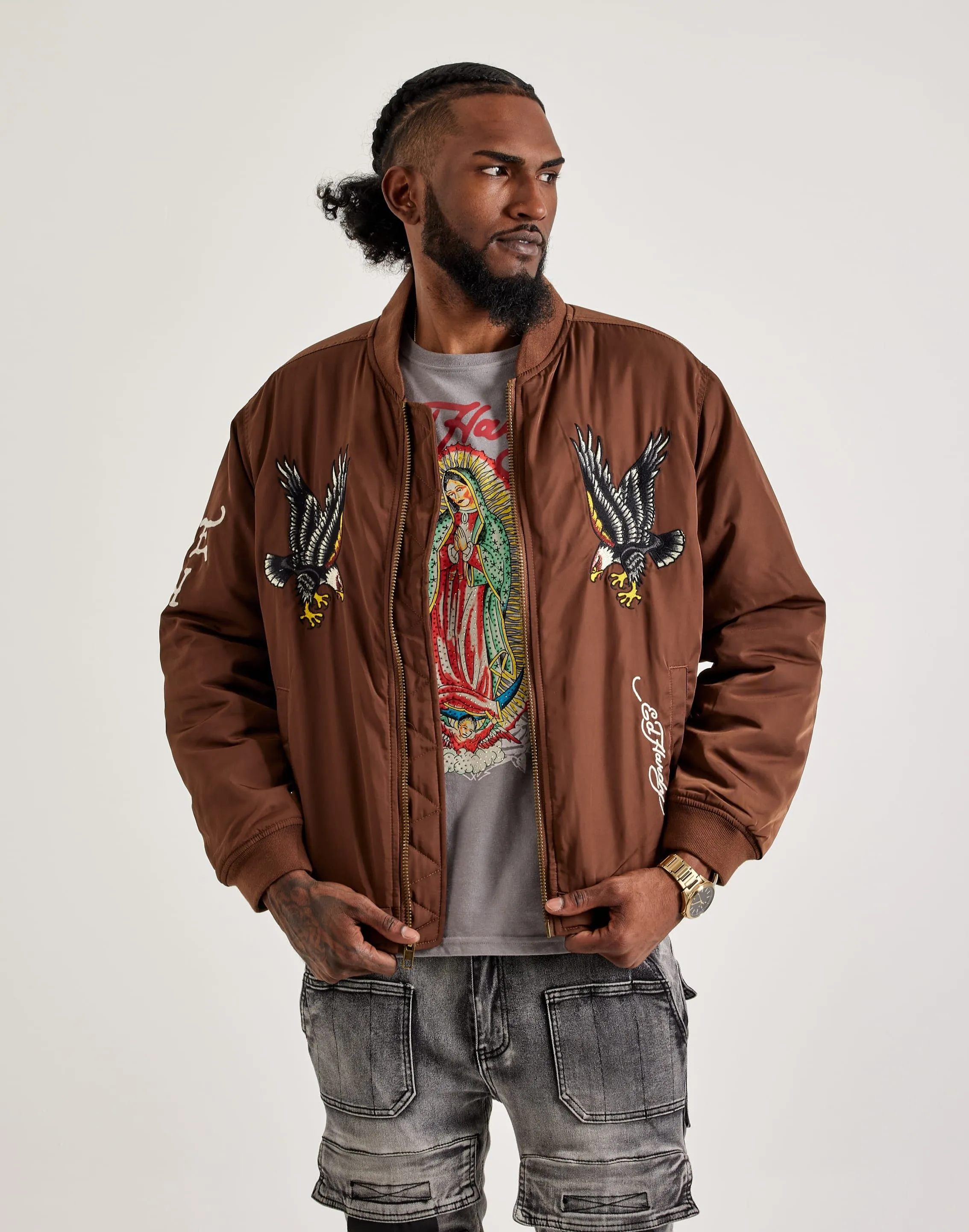 Luxury Mood NonSlip Grips Ed Hardy Panther Bomber Jacket