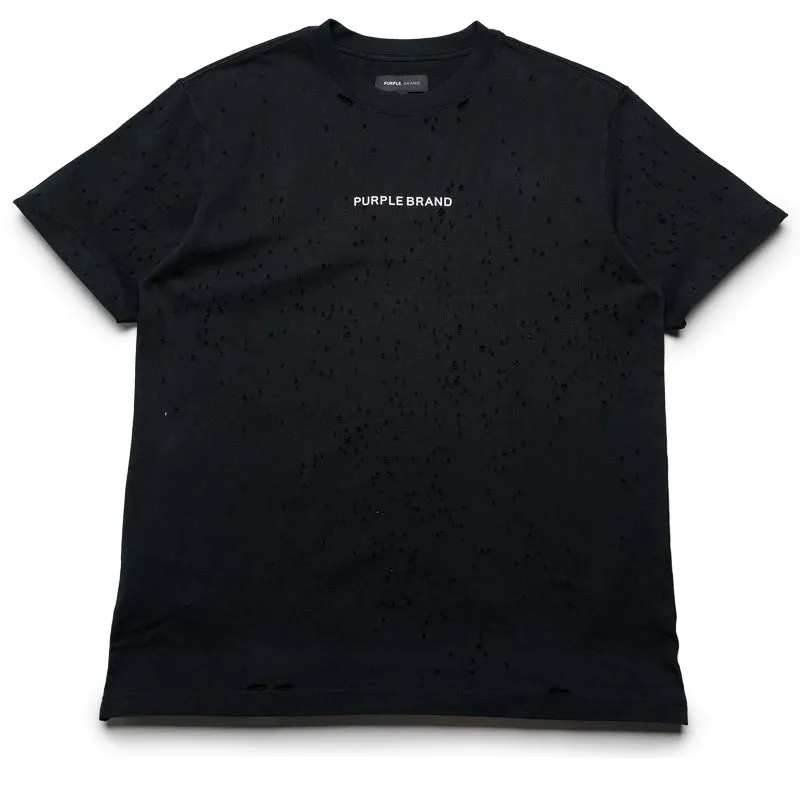 abstract hem running venue Purple Brand Trademark Tee - Black