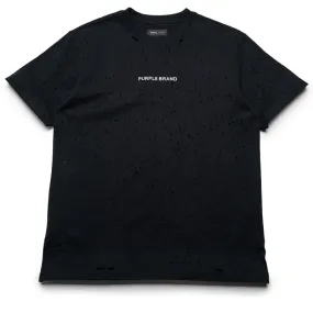 abstract hem running venue Purple Brand Trademark Tee - Black
