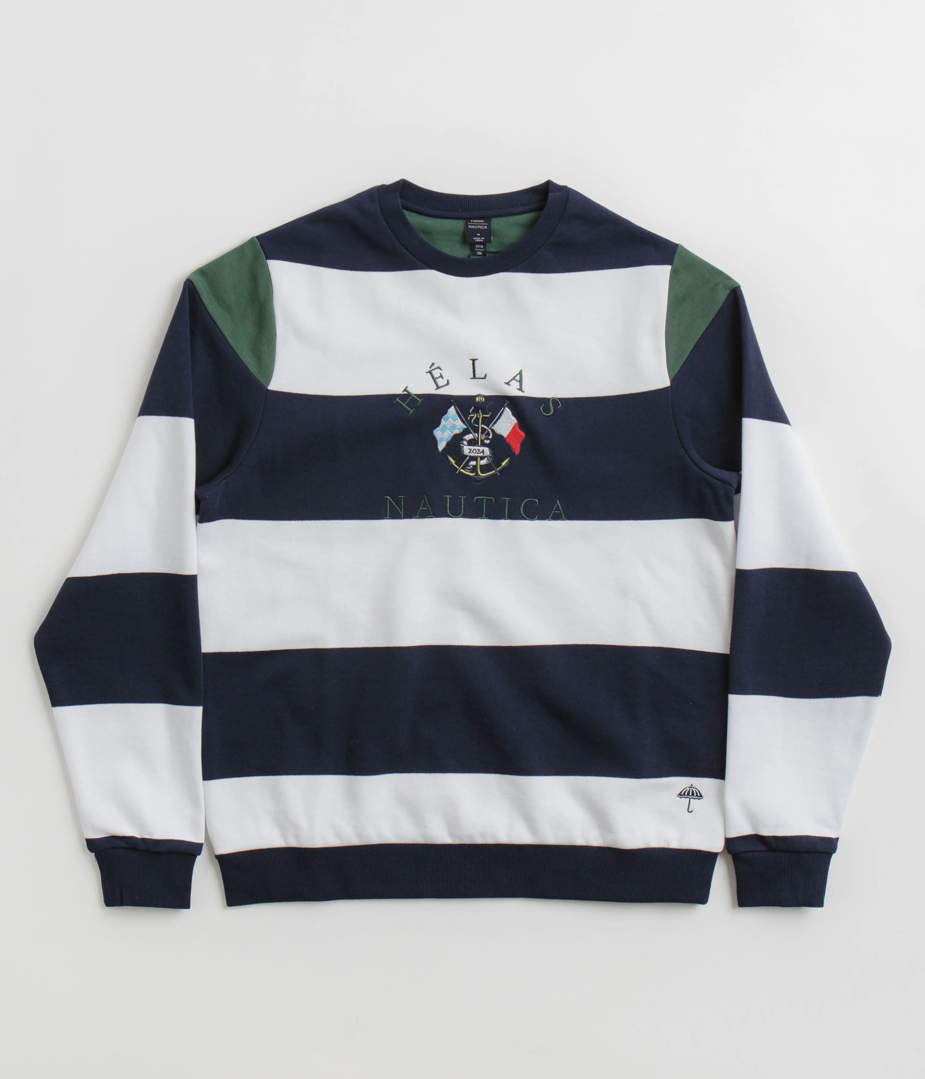 Water-Repellent Finish Modern Edge Helas x Nautica Crewneck Sweatshirt - Navy / White