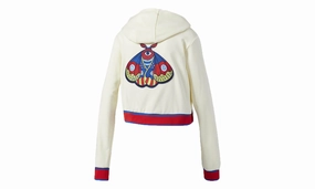 Embellished Arts Cropped Hoodie "Cream White"