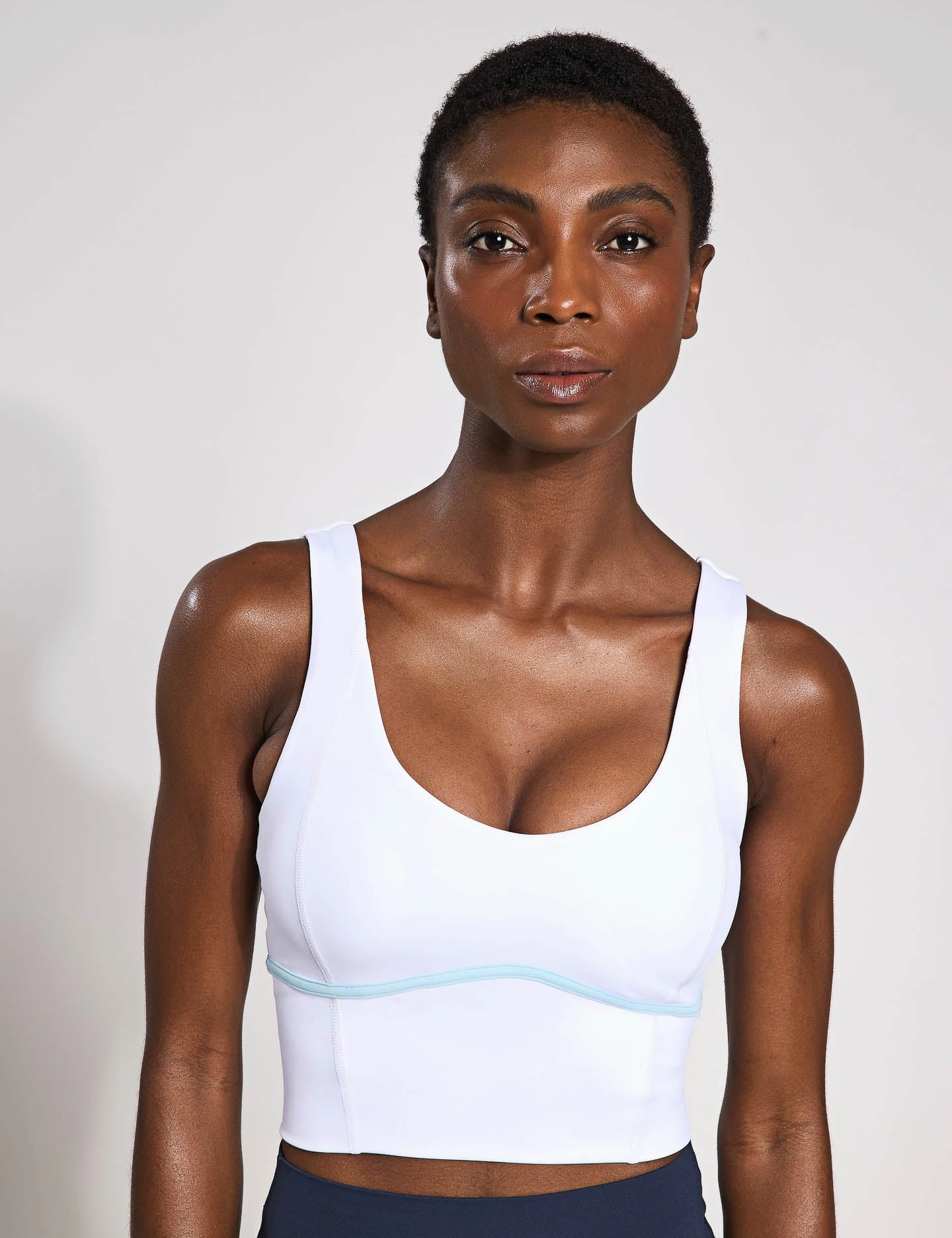 Ava Sports Bra - White/Light Blue Matching Set