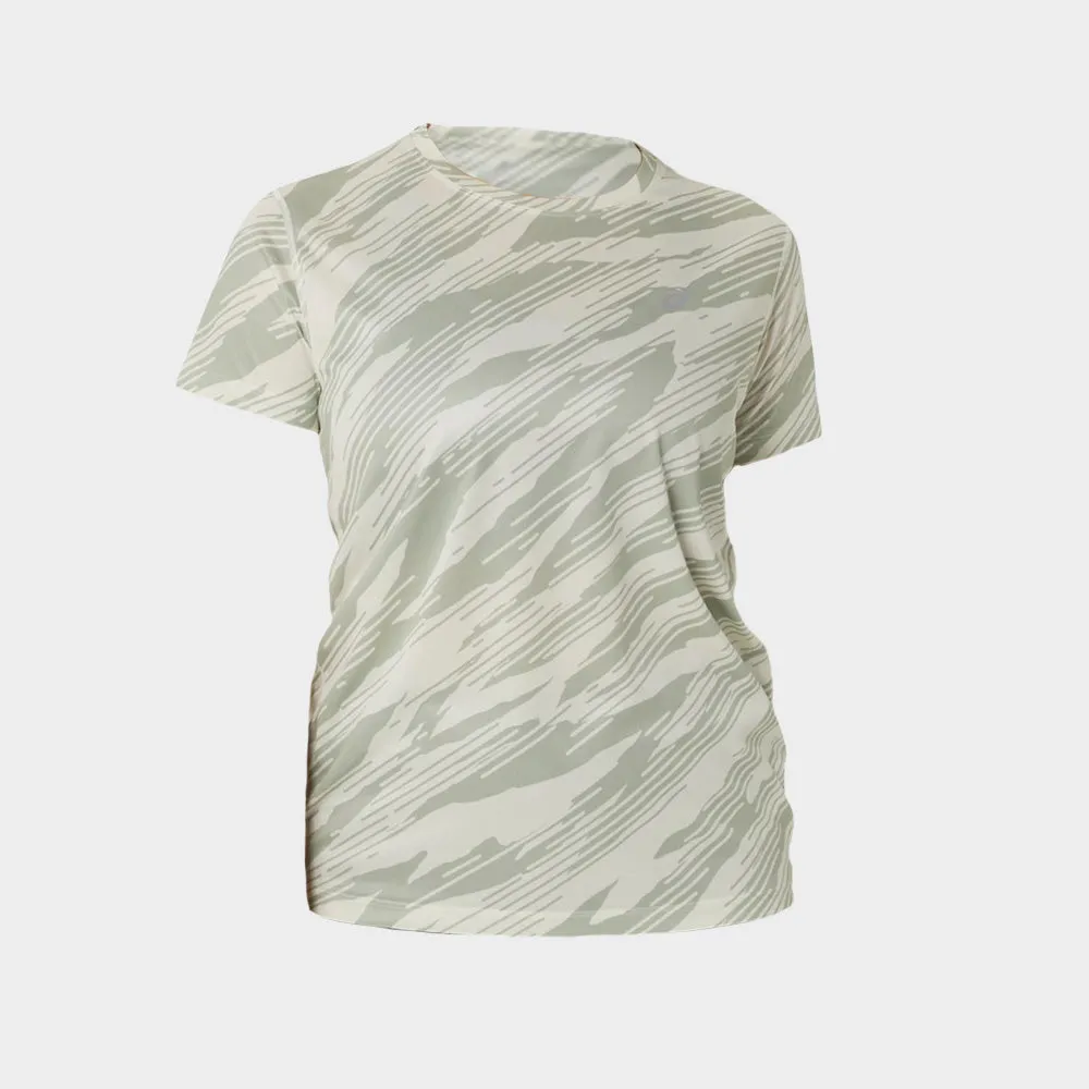 Asics Womens Core All Over Print Tee Beige WrinkleResistantClothing Story Mood