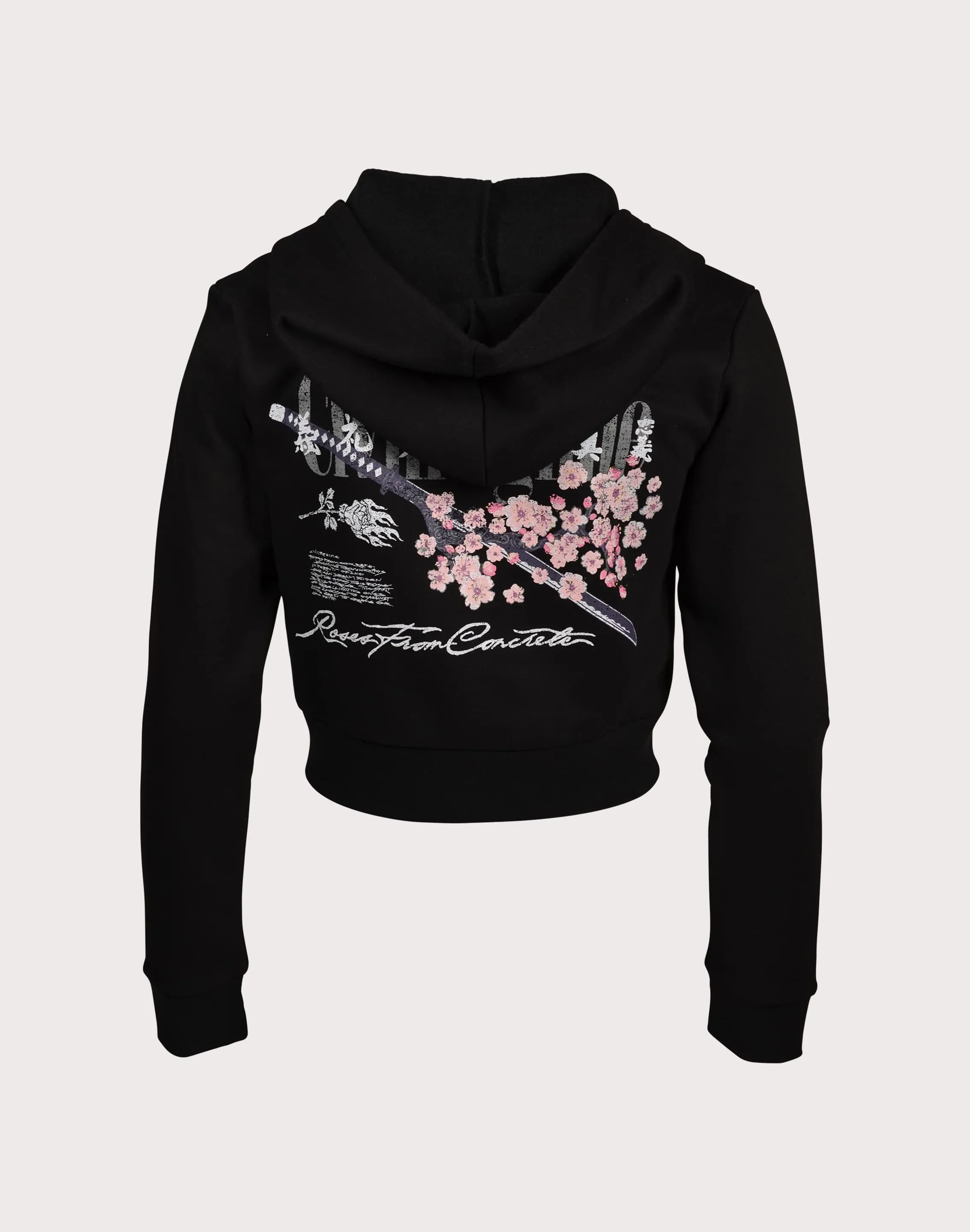 CIVIL CLOTHING Cropped Katana Black Hoodie BreathableLining