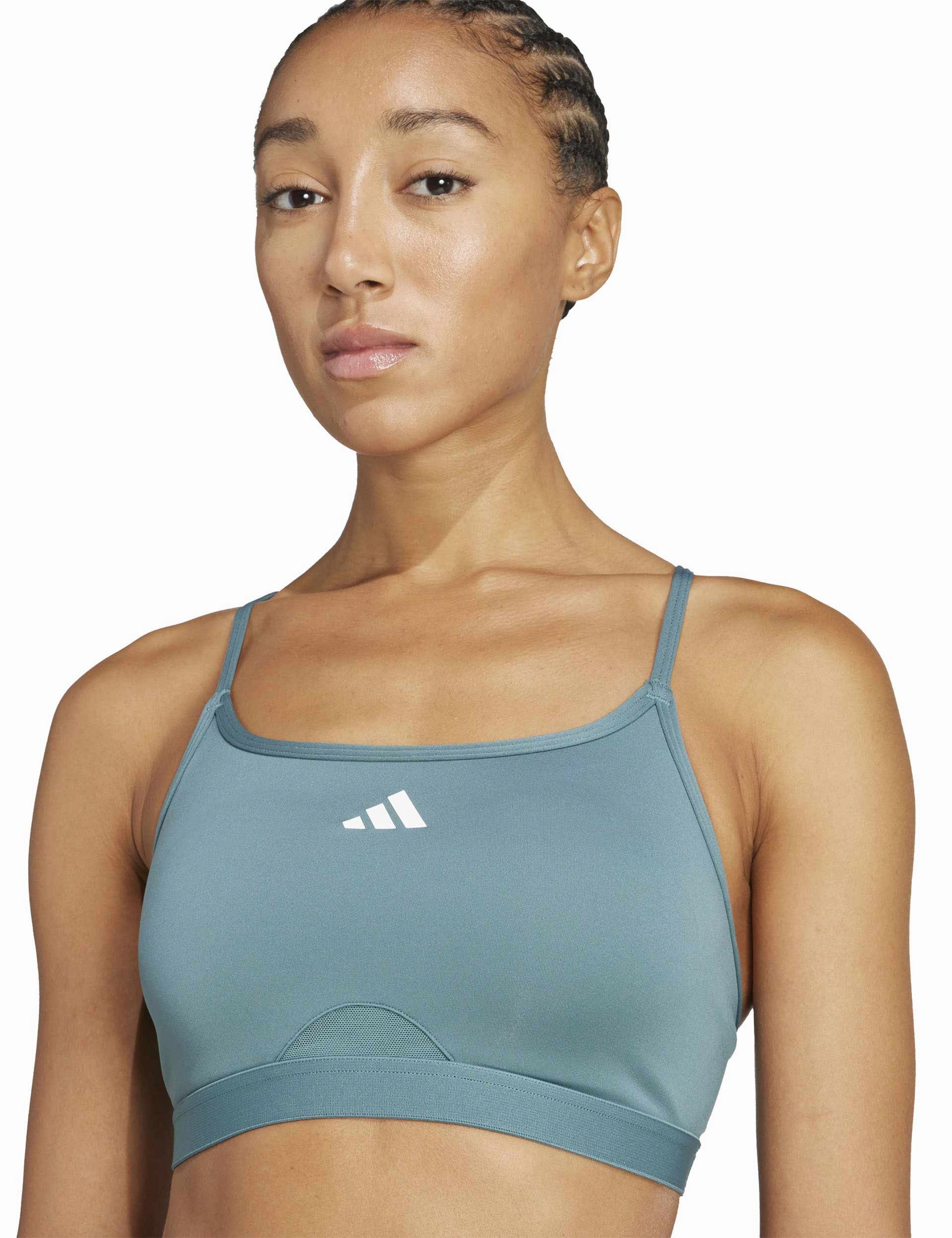 Classic Arch support Aeroreact Training 3-Stripes Bra - Preloved Teal