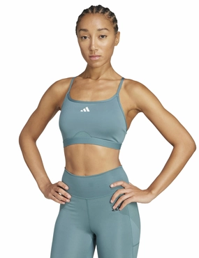 Non-Irritating Edges Aeroreact Training 3-Stripes Bra - Preloved Teal