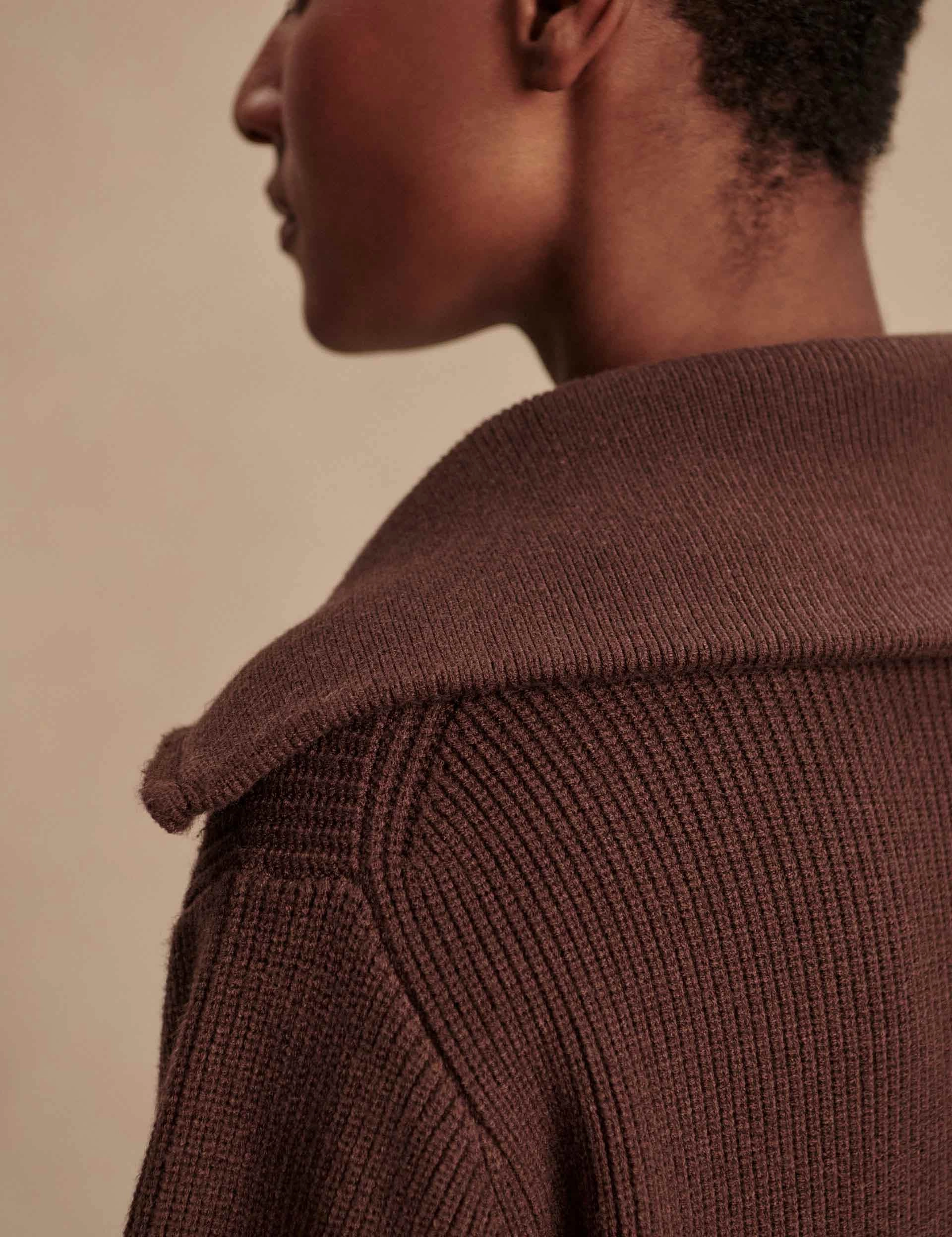 Enrico Knit Jacket - Coffee Bean Full Length Zipper