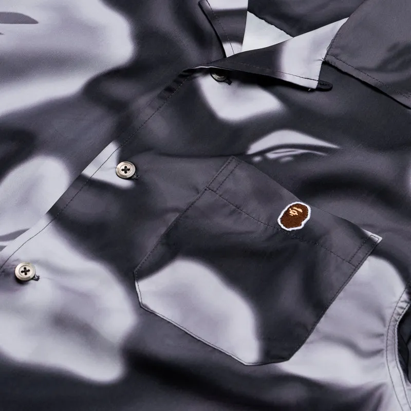 A Bathing Ape Liquid Camo One Point Collar Shirt - Black Multi Pocket Utility