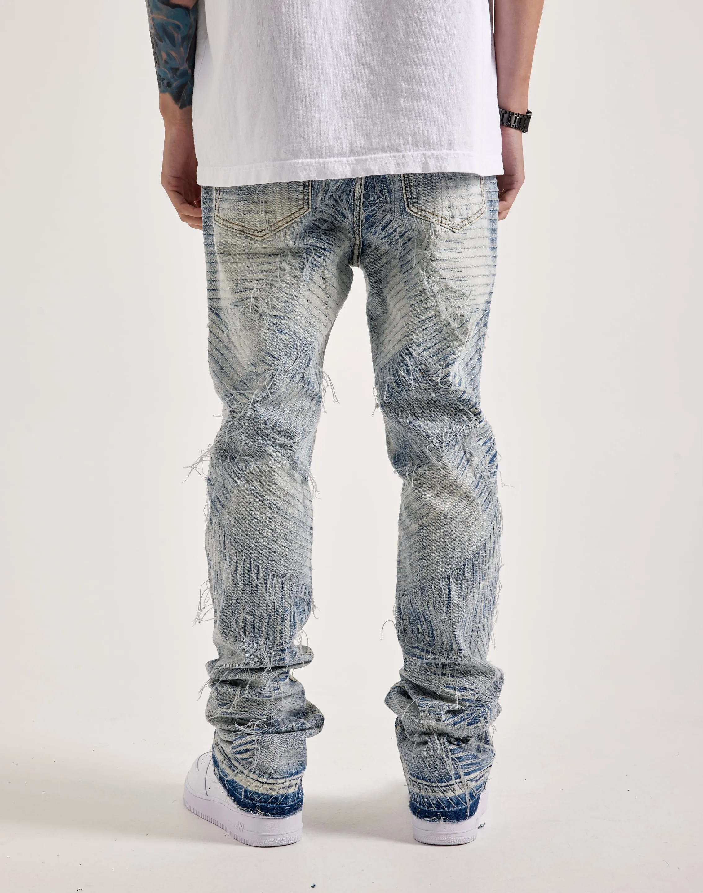 Baby Soft AntiPillingFabric WAIMEA Geometric Frayed Jeans