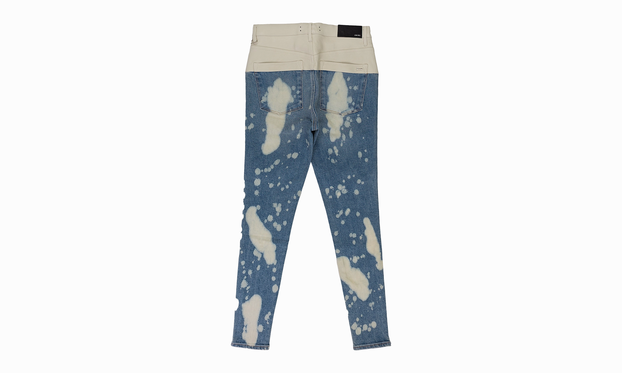 Autumn Days Parent Style Bold CONTRAST WITH LEATHER BLEACH WHITE SKINNY JEANS "Bleach Indigo, White Leather"