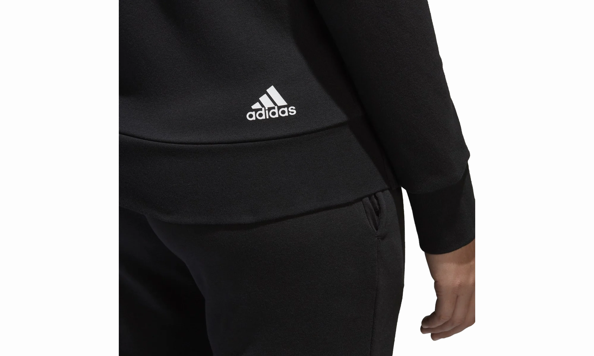 Essential Linear Full Zip Logo Hoodie "Black"