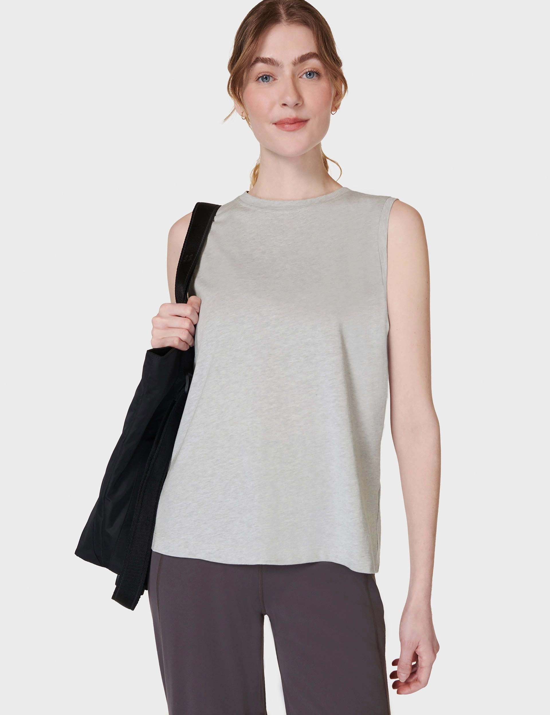 Antibacterial Fiber Blend Essential Sleeveless Vest - Light Grey Marl