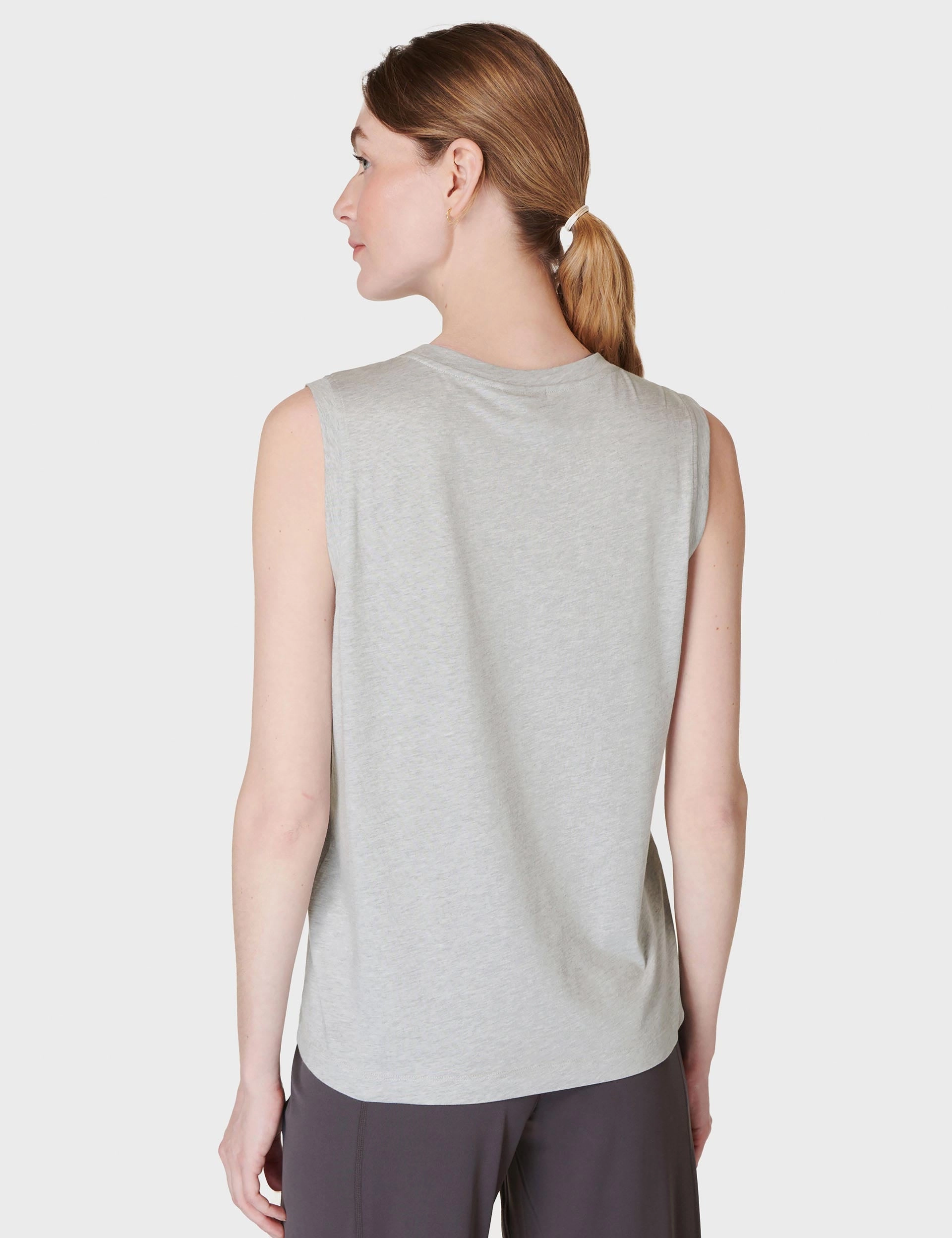 Essential Sleeveless Vest - Light Grey Marl Training - worthy Minimal Fit