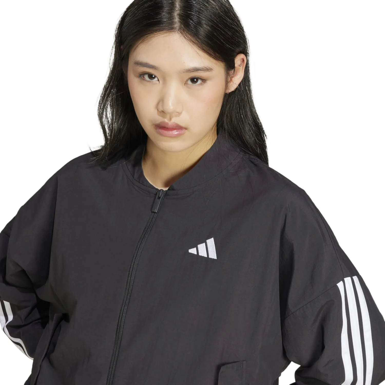 Soft Motion Essentials 3-Stripe Woven Bomber Jacket - Womens