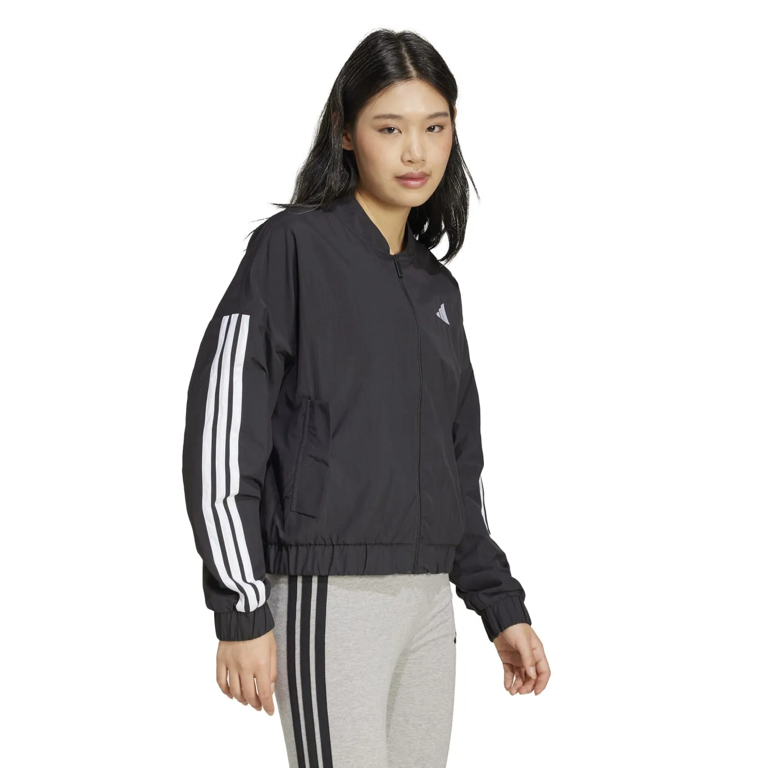 Vegan Mood ErgonomicCut Essentials 3-Stripe Woven Bomber Jacket - Womens