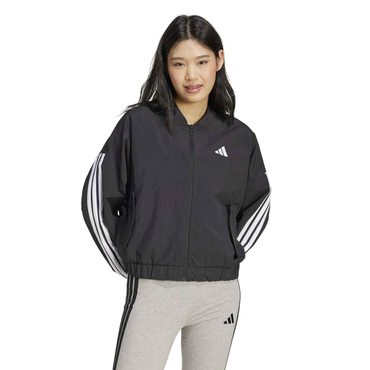 Essentials 3-Stripe Woven Bomber Jacket - Womens Stage Feel