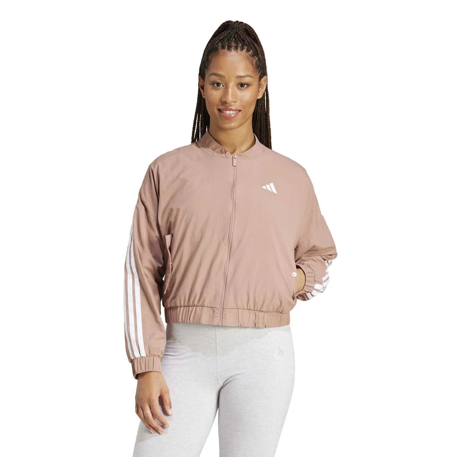 Glass Fit Trust Glow Essentials 3-Stripe Woven Bomber Jacket - Womens