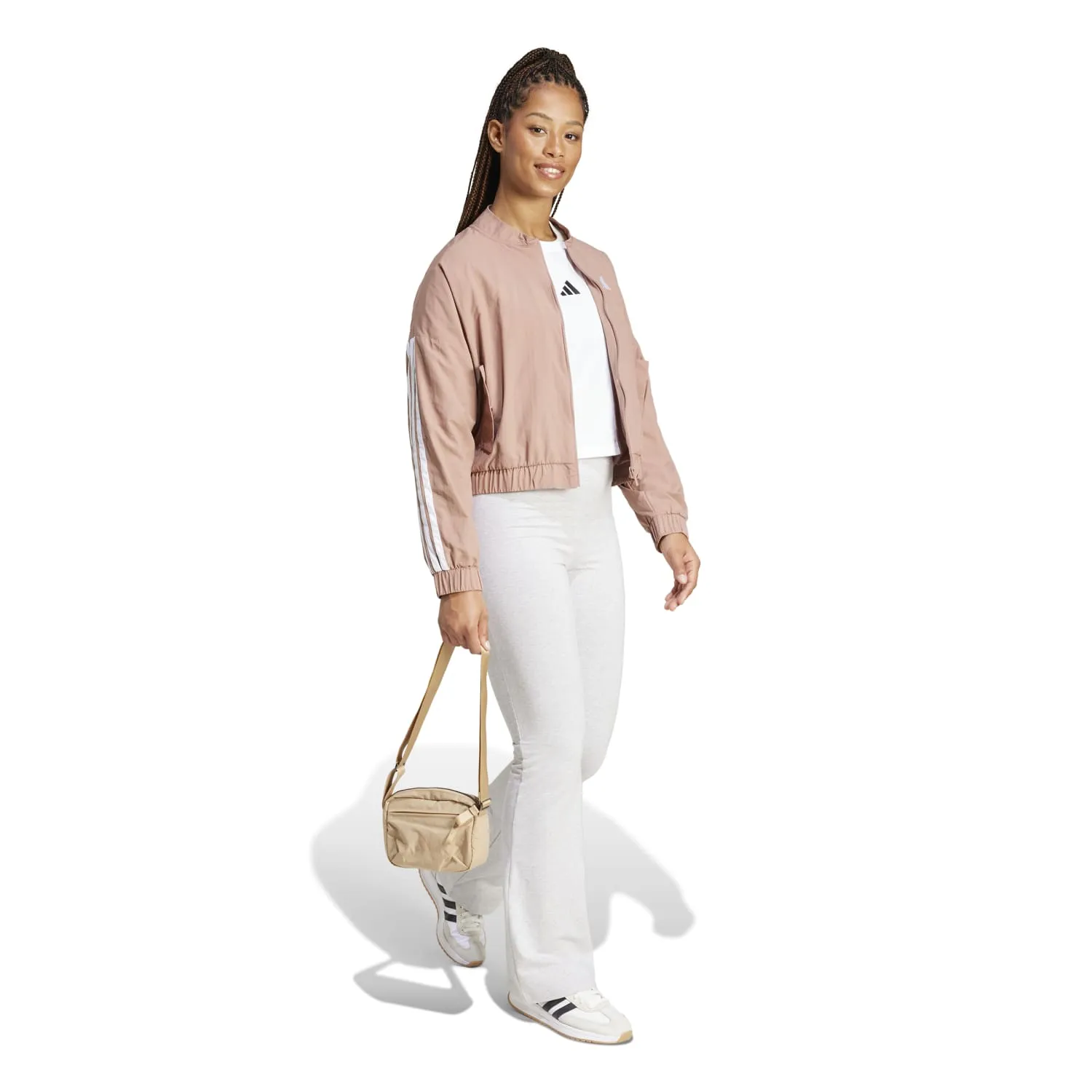 Peace Flow QuickRelease Fasteners Essentials 3-Stripe Woven Bomber Jacket - Womens