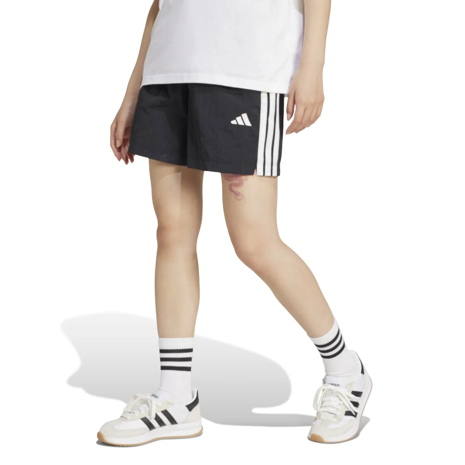 Essentials 3-Stripe Woven Short - Womens AbrasionResistantThread Sustainable Base