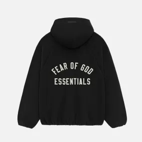 Handmade Fit MultiDirectionalFlex ESSENTIALS BRUSHED HOODED BOMBER - BLACK