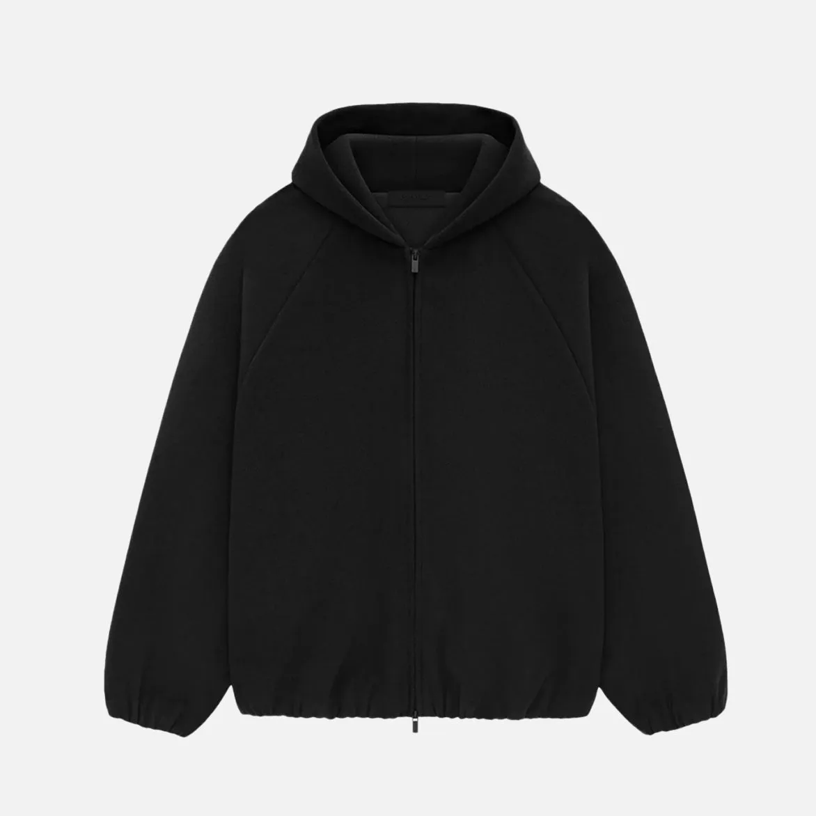 ESSENTIALS BRUSHED HOODED BOMBER - BLACK Reinforced Edges