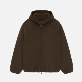 ESSENTIALS BRUSHED HOODED BOMBER - BROWN Breathable Material