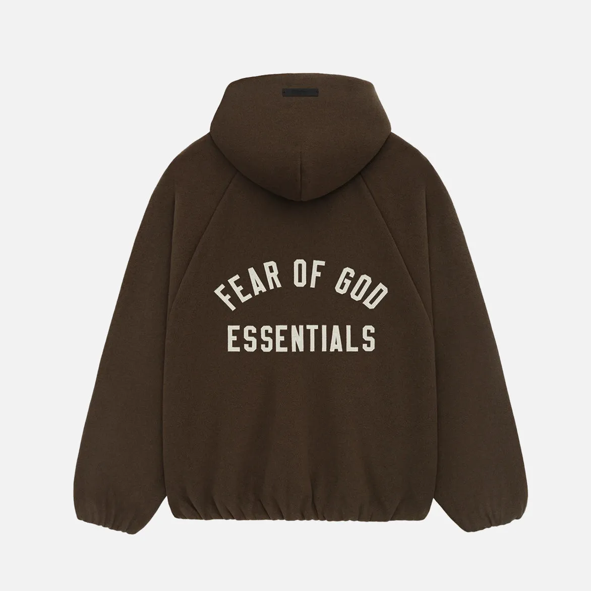 ESSENTIALS BRUSHED HOODED BOMBER - BROWN StretchPaneling