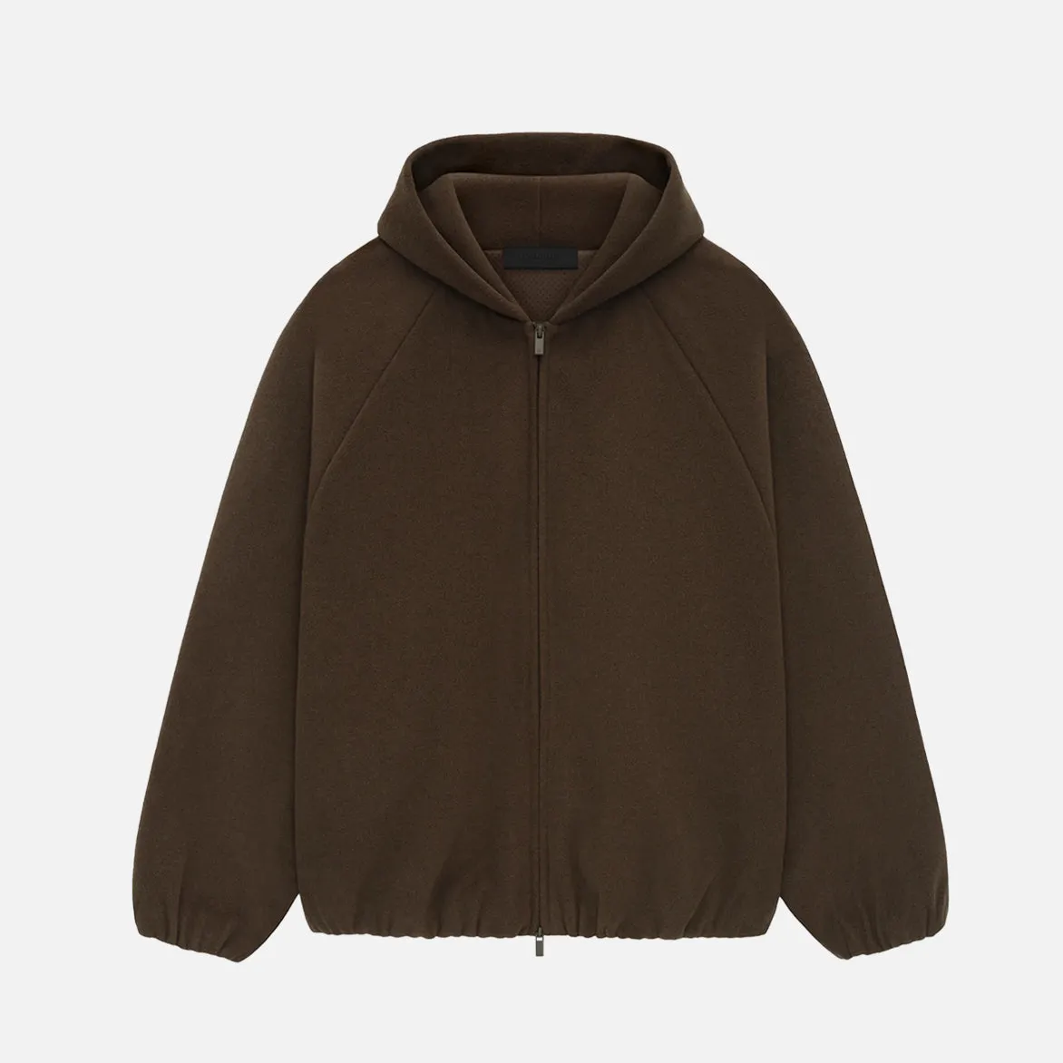 Hidden pockets ESSENTIALS BRUSHED HOODED BOMBER - BROWN