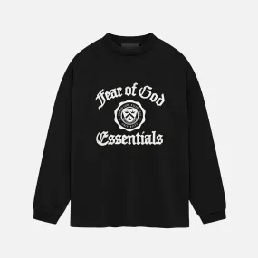 ESSENTIALS HEAVY LONGSLEEVE TEE - BLACK Zipper Closure WrinkleFreeTexture