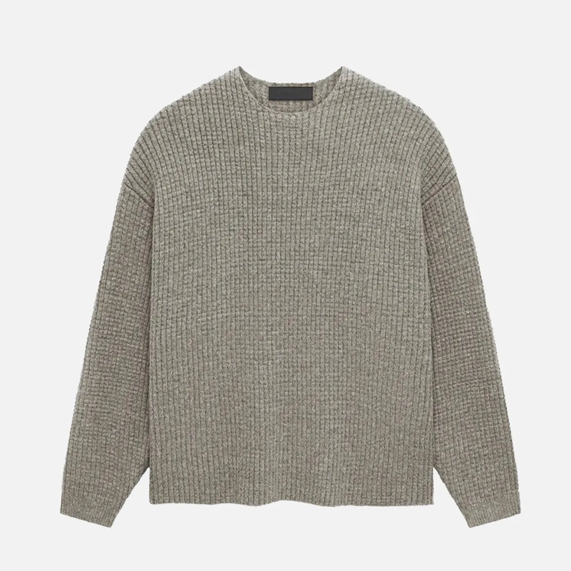 Dad Core ESSENTIALS HEAVY WAFFLE CREWNECK SWEATER - HEATHER GREY