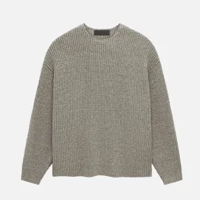Dad Core ESSENTIALS HEAVY WAFFLE CREWNECK SWEATER - HEATHER GREY