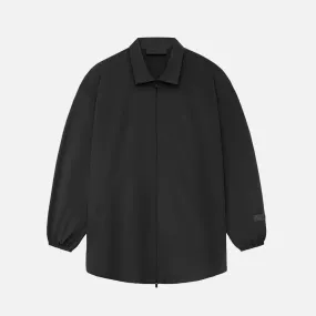 ESSENTIALS NYLON OVERSHIRT - BLACK SustainableBlend WrinkleResistant Fabric
