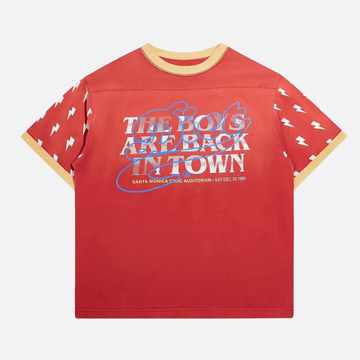 Natural Fiber Blend Foldable Hem BOYS ARE BACK RIB TEE - RED